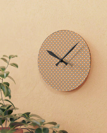 Tan Sunset Star-crossed Bodies Acrylic Round Wall Clock, 8" x 8"