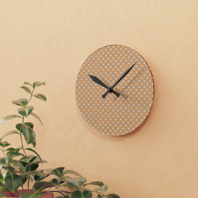 Tan Sunset Star-crossed Bodies Acrylic Round Wall Clock, 8" x 8"