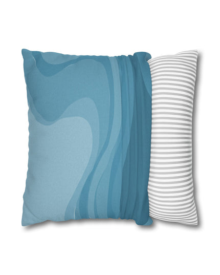 Sky Blue Wavey Spun Polyester Square Pillowcase, 14" x 14"