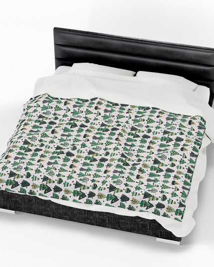 Mini Vintage Green Trees Velveteen Plush Blanket, 60" x 80"