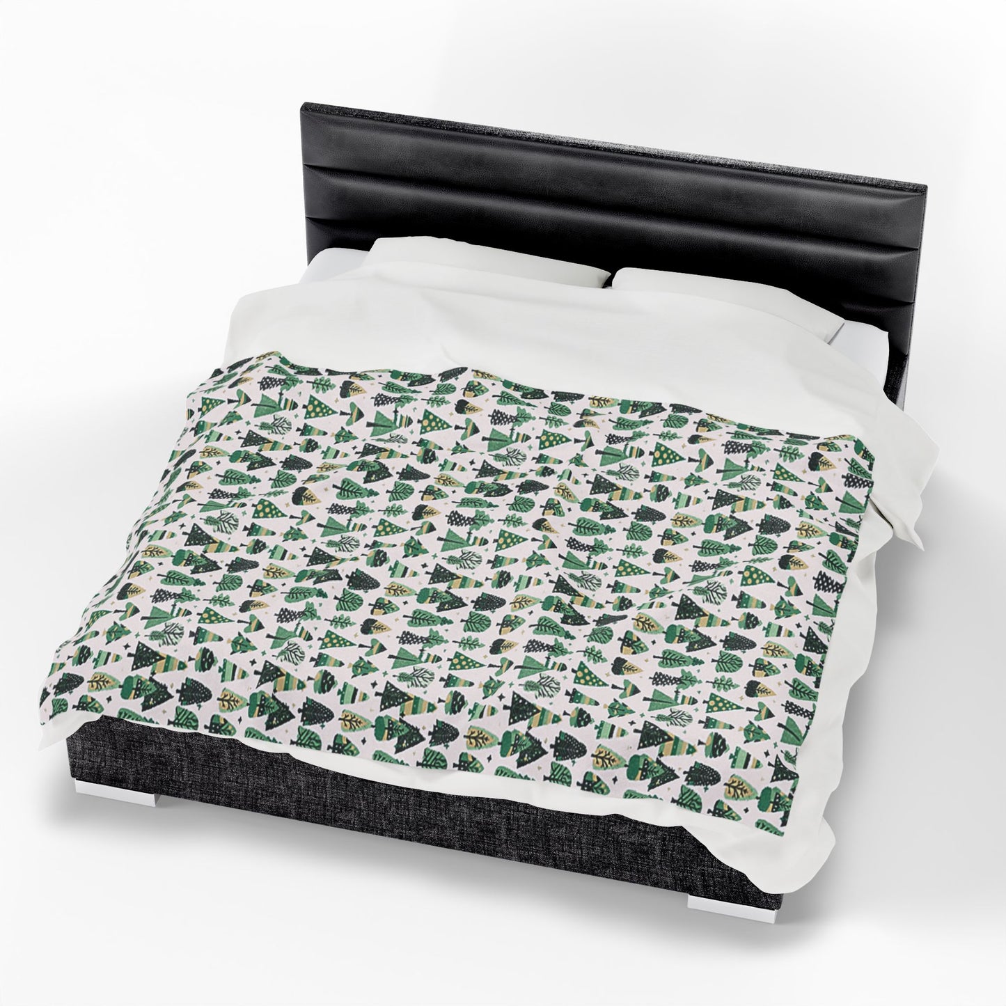 Mini Vintage Green Trees Velveteen Plush Blanket, 60" x 80"