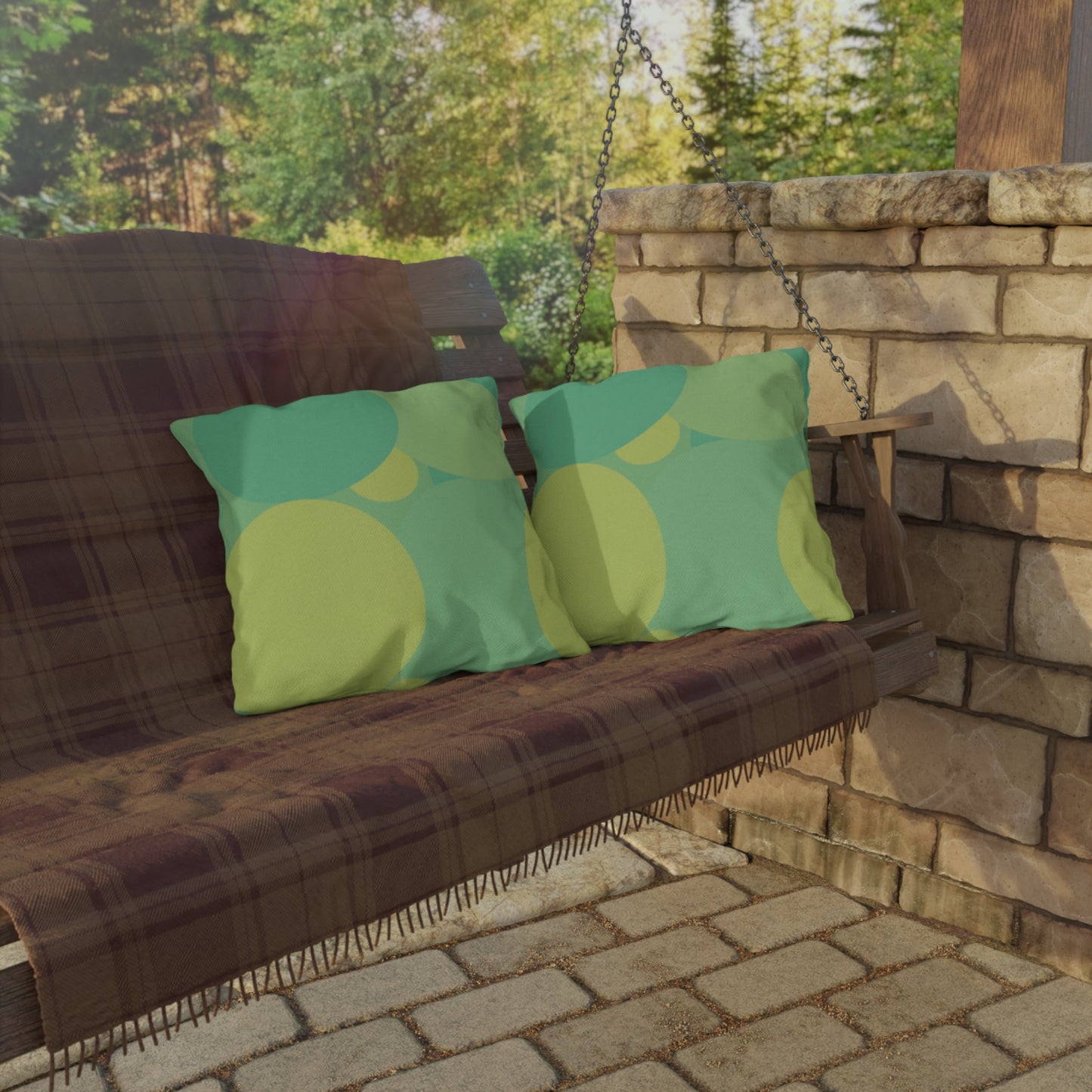 Pastel Green Patches 18" x 18" Outdoor Pillow