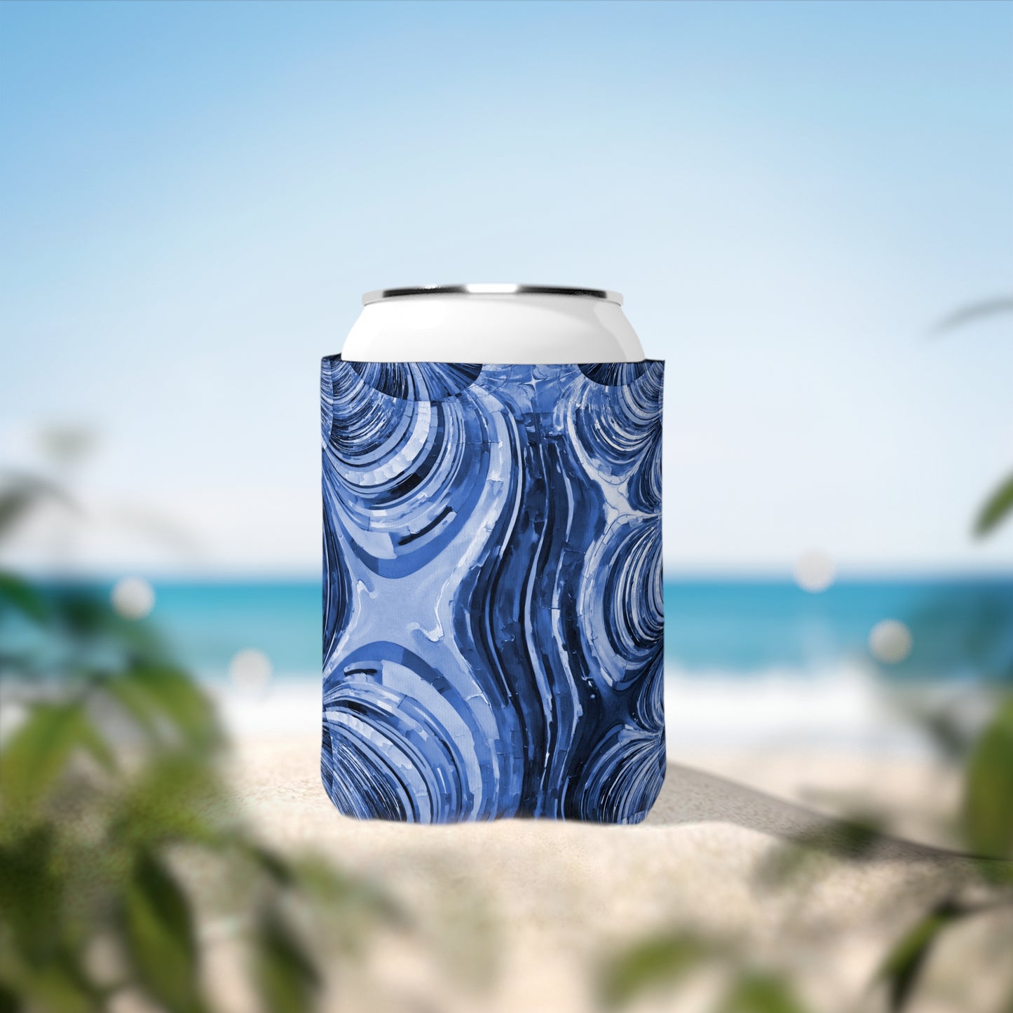 Uzi Spiral Deep Blue 12 oz Can Cooler Sleeve
