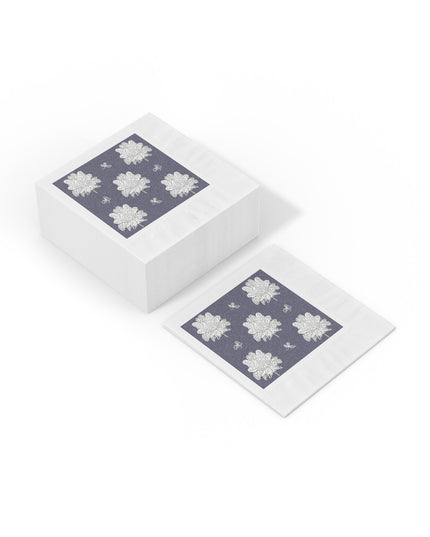 White Floral Butterflies White Coined Napkins, 6.5" x 6.5"