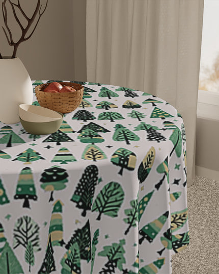 Mini Vintage Green Trees Tablecloth, 55" x 55"