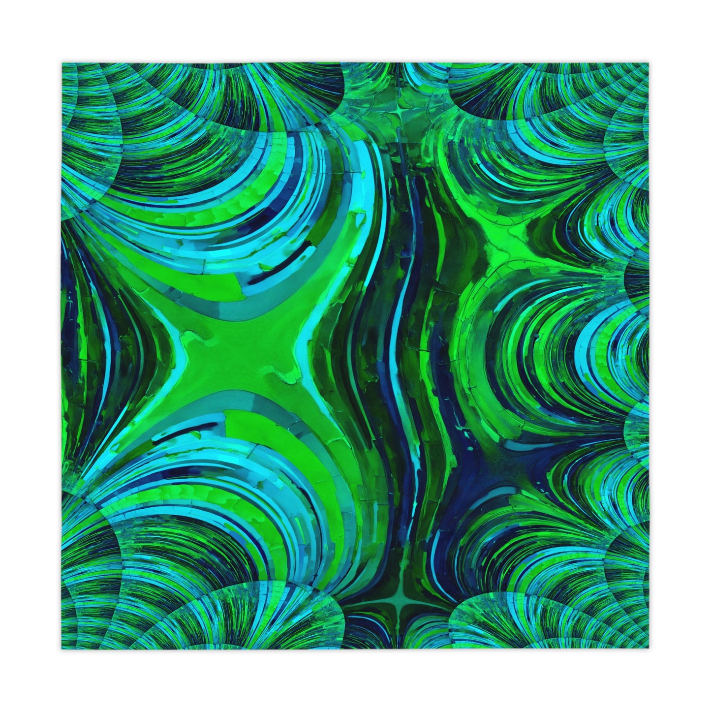 Uzi Spiral Blue Green Tablecloth, 55" x 55"