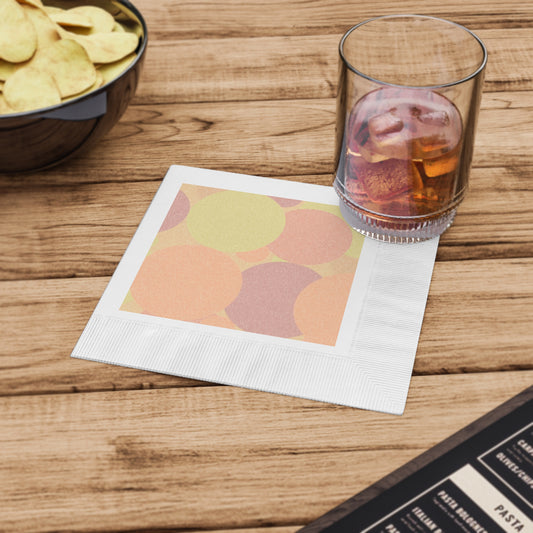 Pastel Hot Peach Patches White Coined Napkins, 6.5" x 6.5"