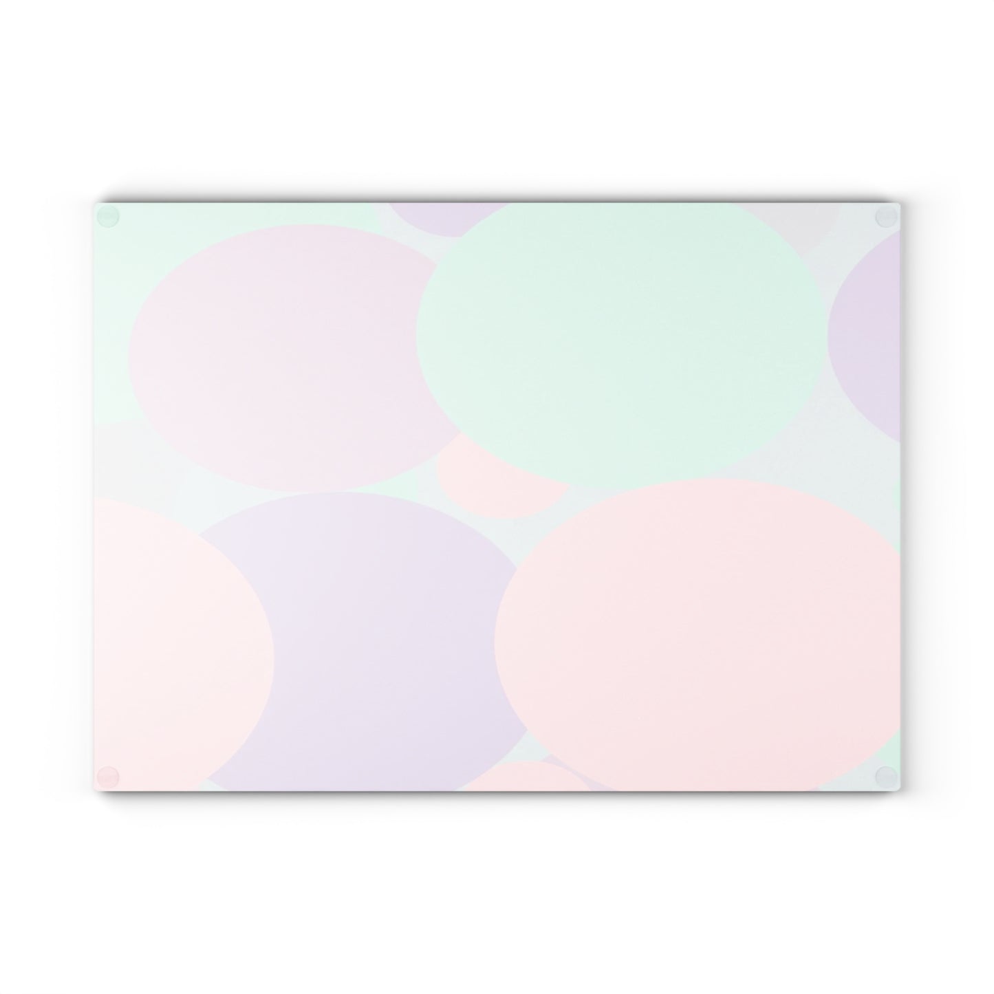 Pastel Peach and Soft Green Patches 11" x 15" Glass Cutting Board