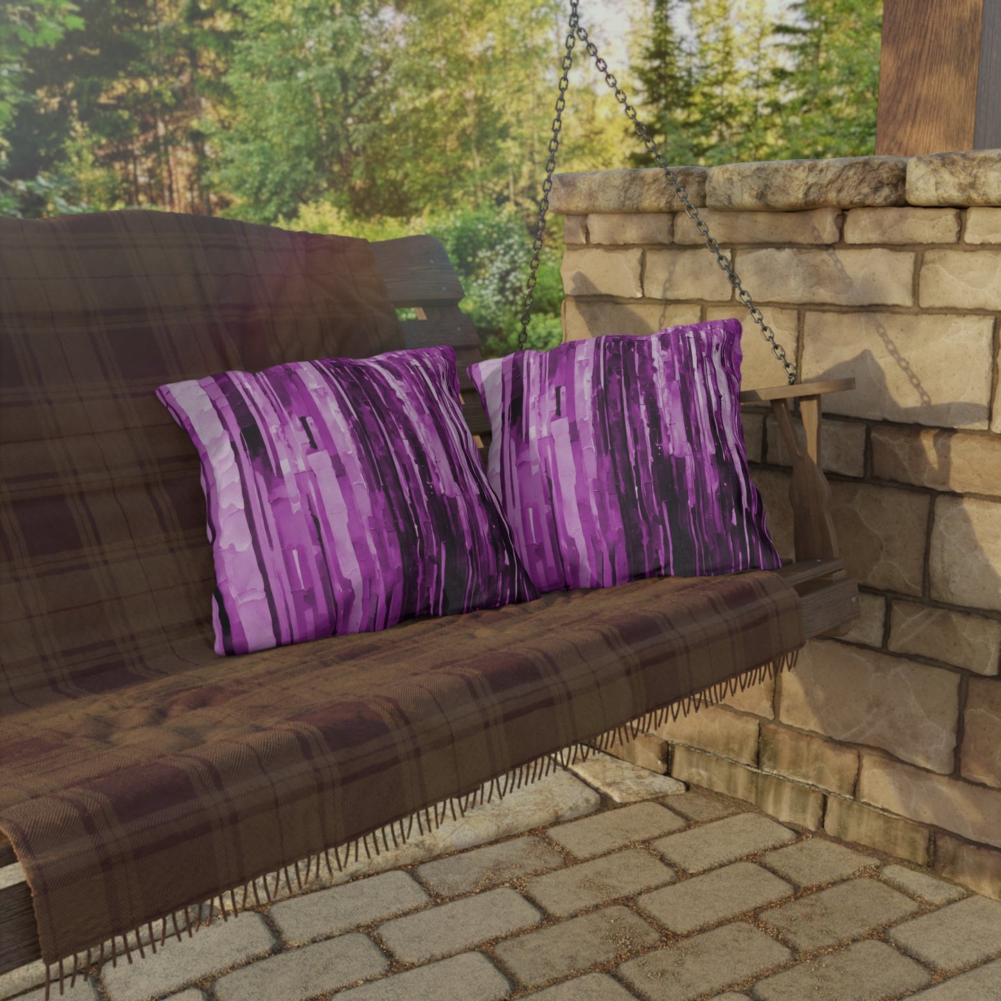 Striped Powder Lavender Fade 18" x 18" Outdoor Pillow
