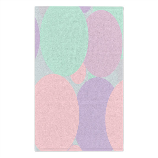 Pastel Peach and Soft Green Patches Rally Towel, 11" x 18"