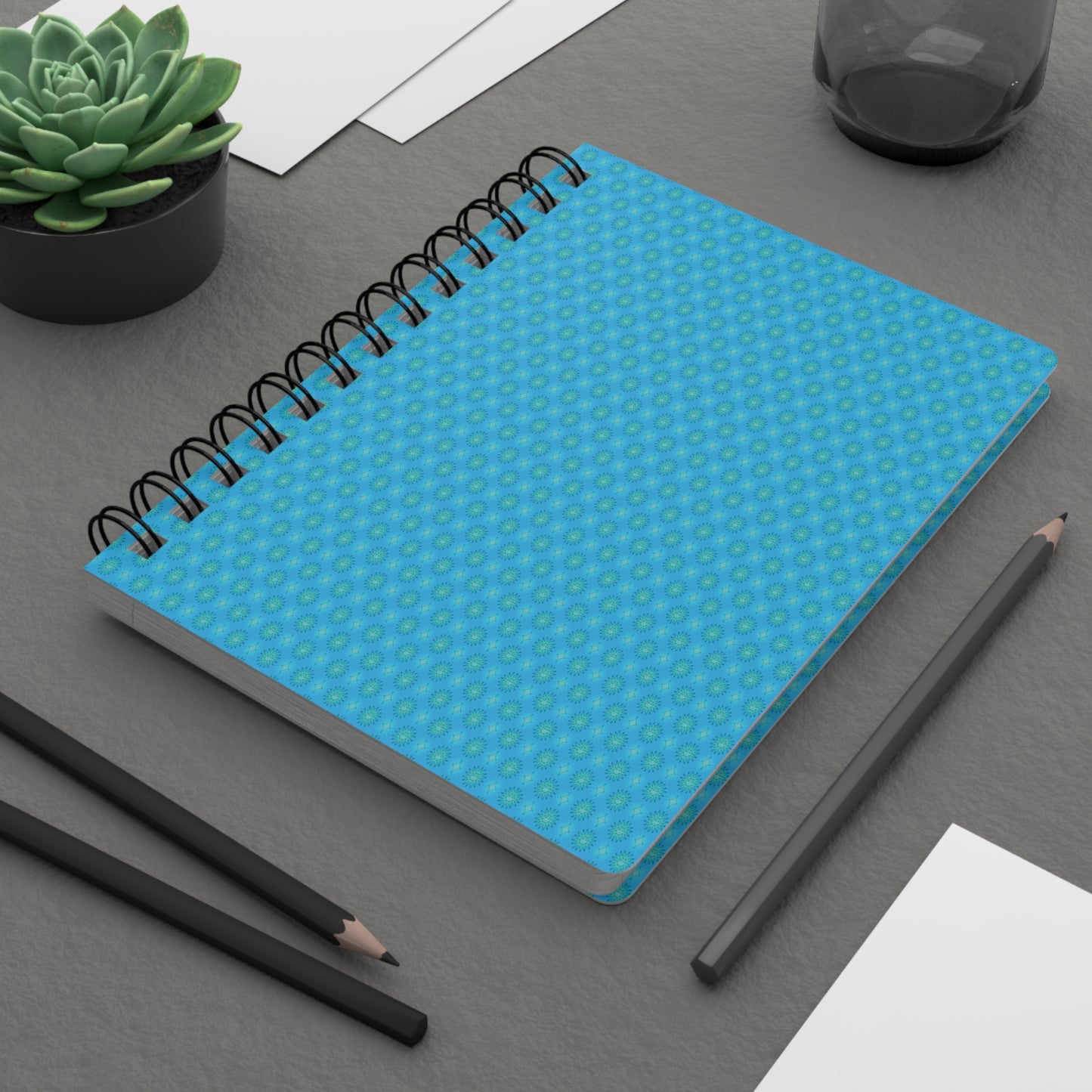 Light Blue Star-crossed Bodies Spiral Bound Journal, 5" x 7" 150 pages