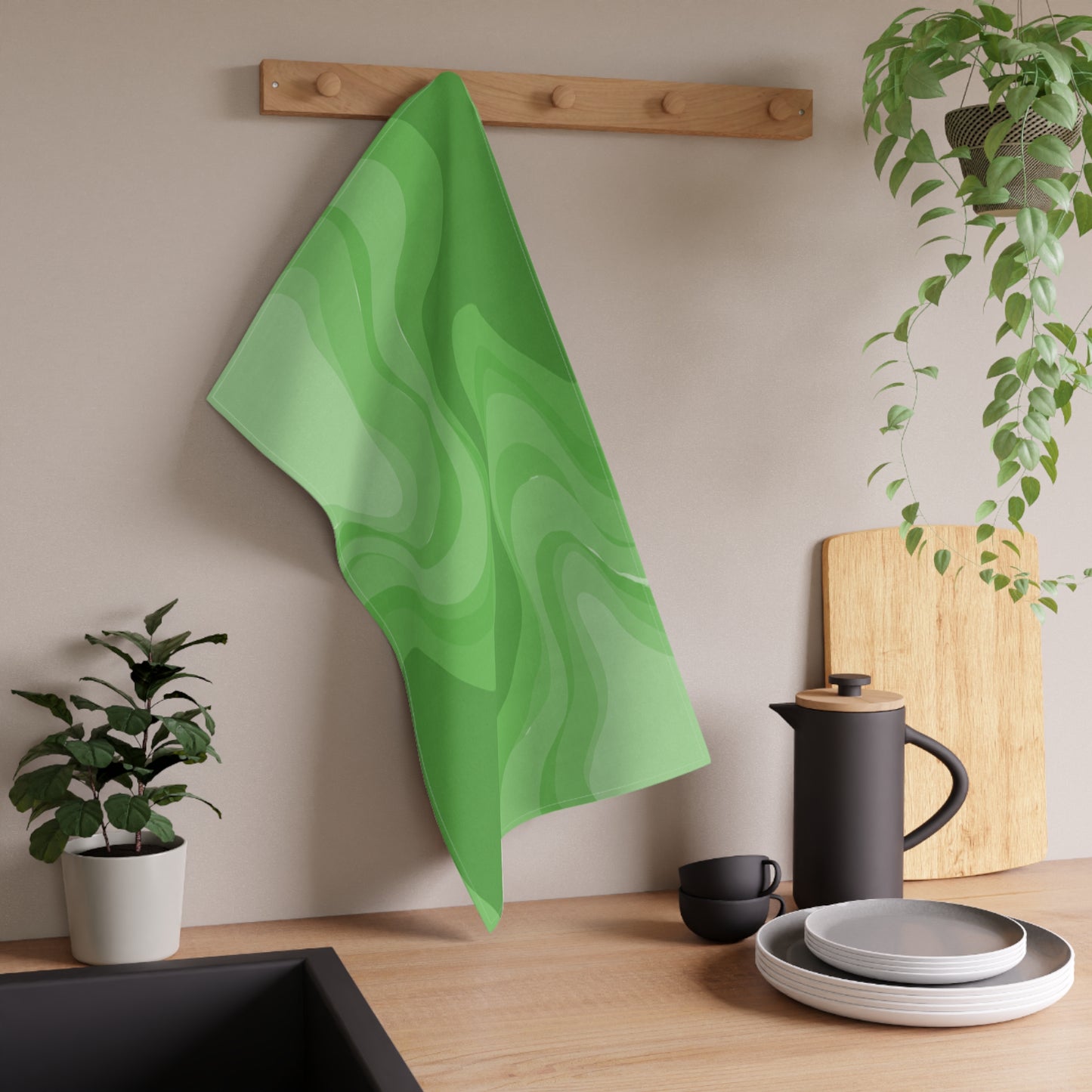Greenie Meanie Wavey Tea Towels (cotton, poly), 18" x "30
