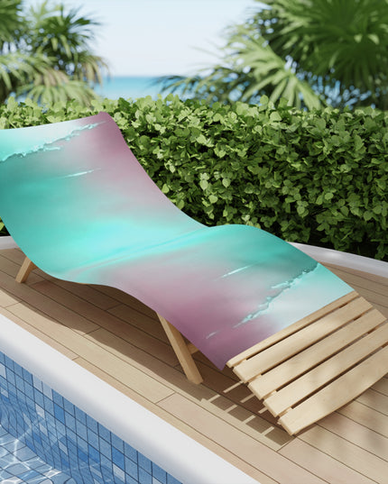 Green Sea Lavender Fog Beach Towel, 30" x 60"