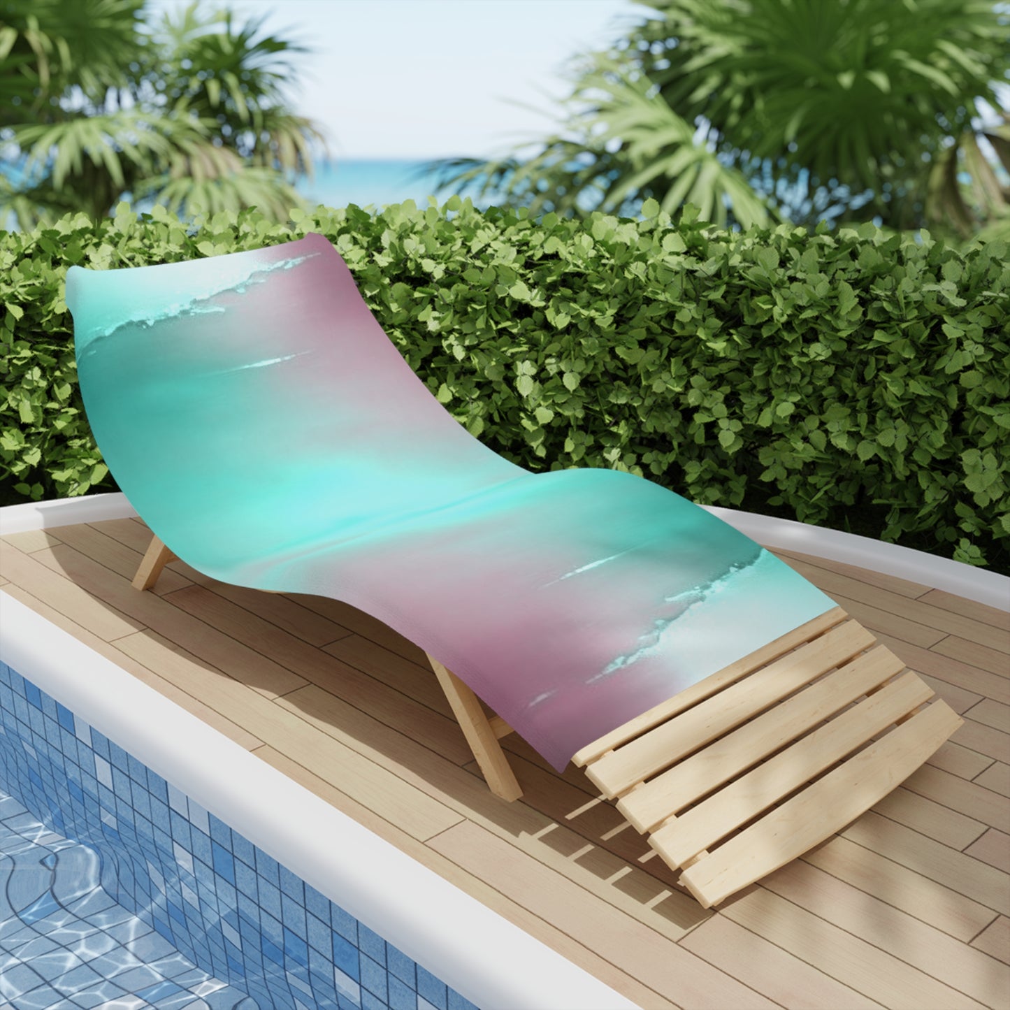 Green Sea Lavender Fog Beach Towel, 30" x 60"