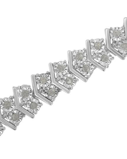 .925 Sterling Silver 1.0 cttw Diamond "Arrow" Shape Tennis Link Bracelet (I-J Color, I3 Clarity) -7.25"