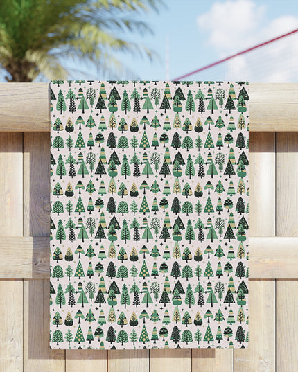 Mini Vintage Green Trees Beach Towel, 24" x 44"