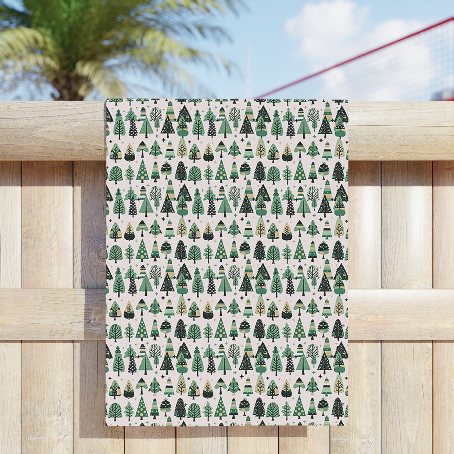 Mini Vintage Green Trees Beach Towel, 24" x 44"