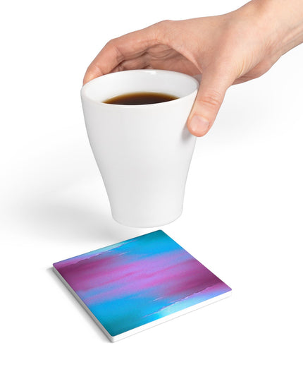 Wine Sea Blue Fog 4" x 4" Square Ceramic Coaster