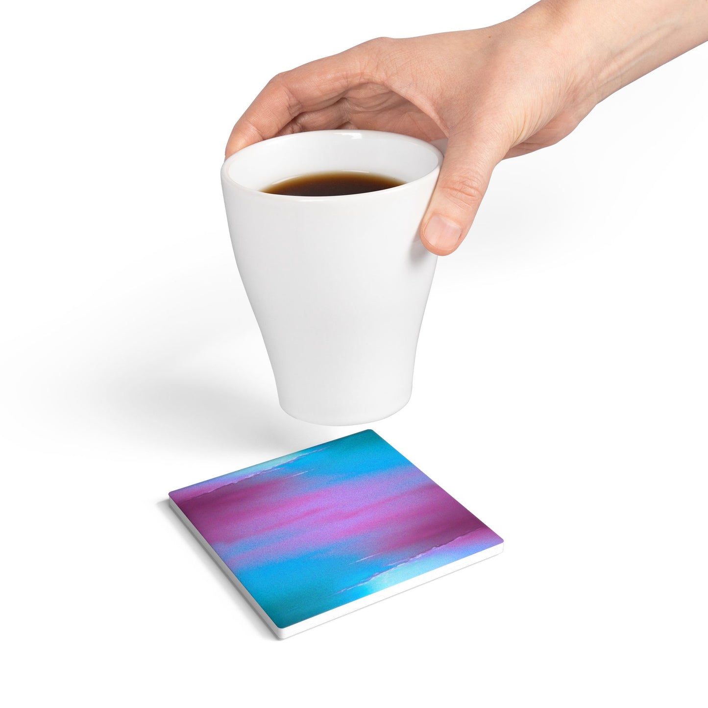 Wine Sea Blue Fog 4" x 4" Square Ceramic Coaster