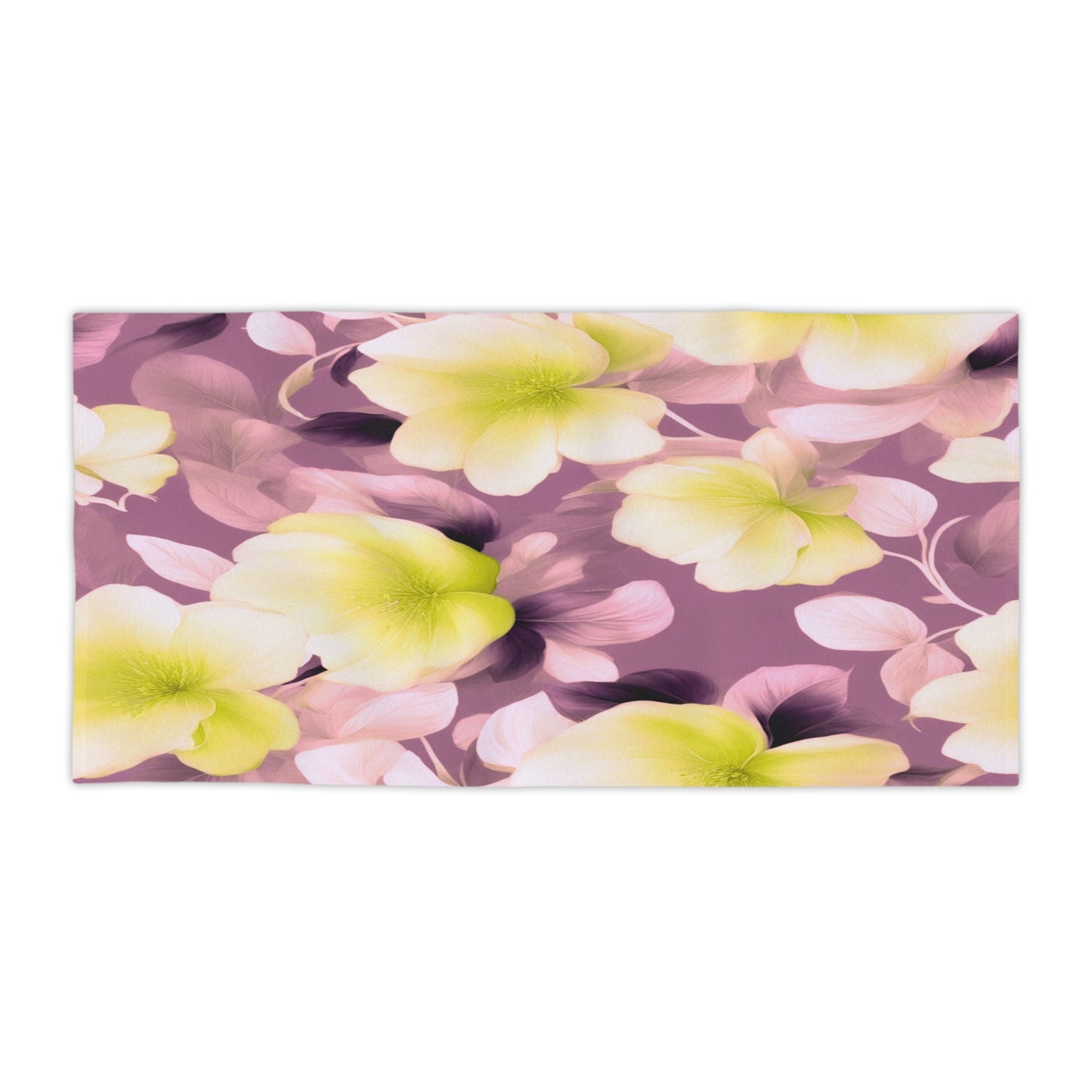 Lemon Blossom Floral Bunch Beach Towel, 30" x 60"
