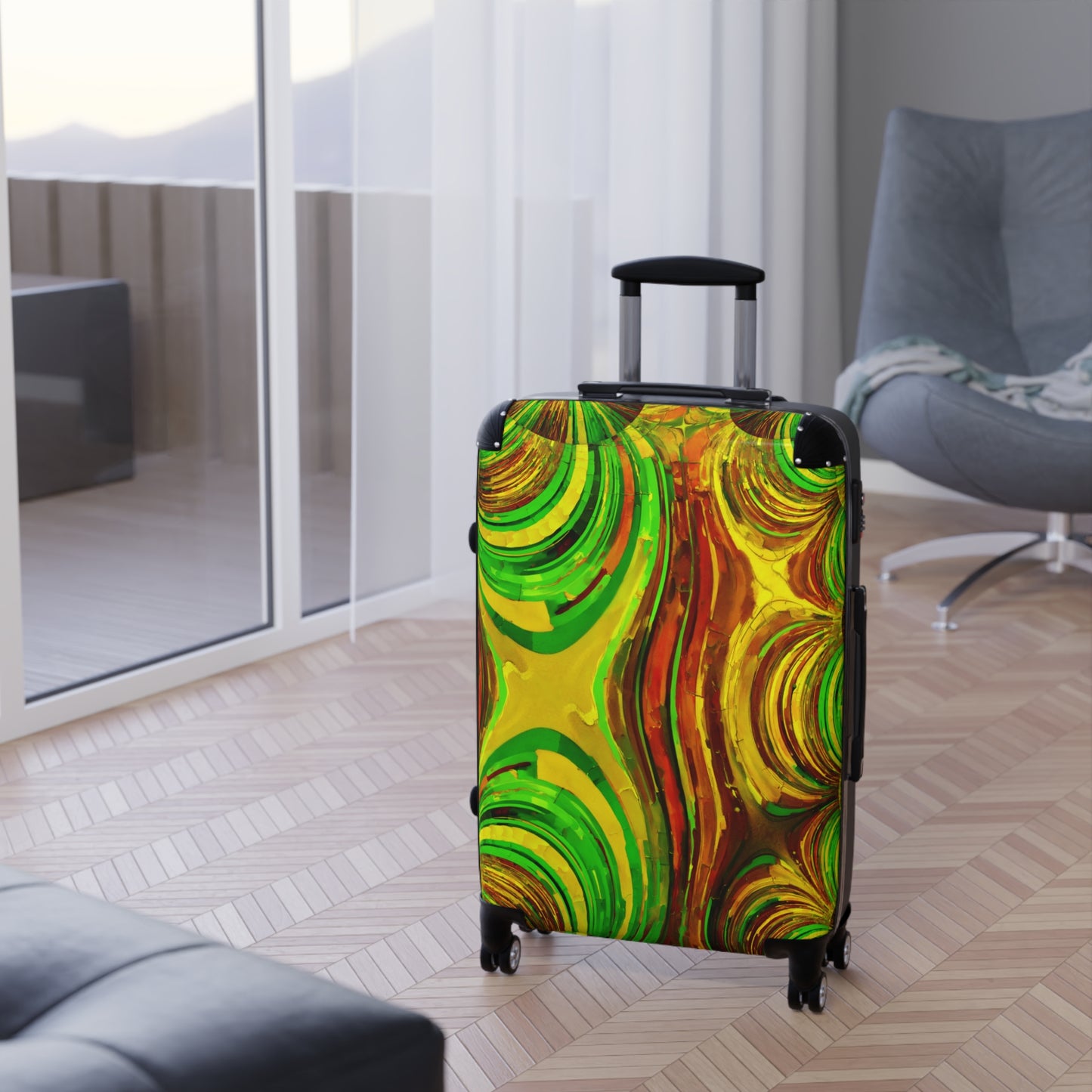 Uzi Spiral Beta Medium Suitcase with built in lock, 4 double-wheels, telescopic handle, and ABS back hard-shell