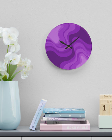 Wavey Purple Wavey 10.75" x 10.75" Round or Square Acrylic Wall Clock
