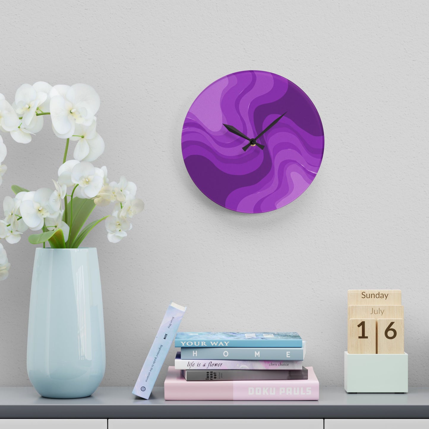 Wavey Purple Wavey 10.75" x 10.75" Round or Square Acrylic Wall Clock