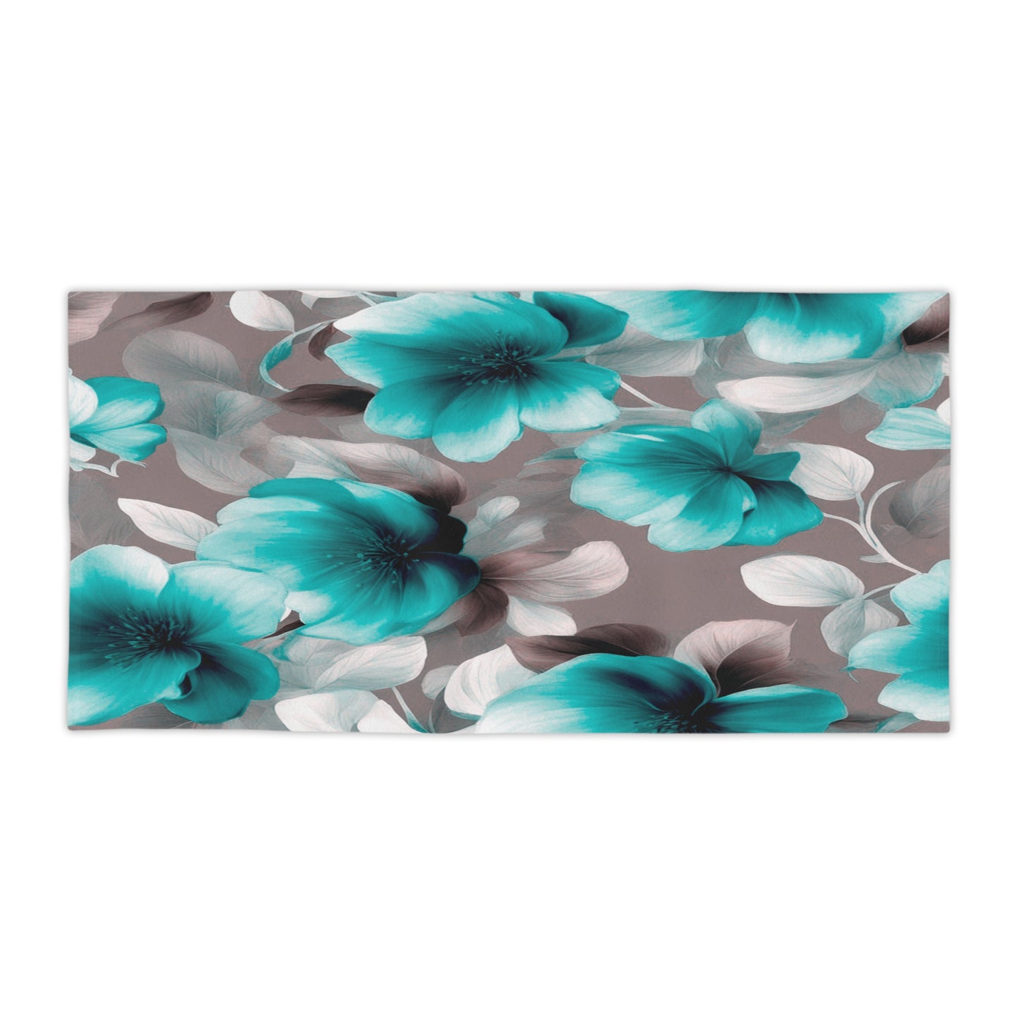 Tif Green Gray Floral Bunch Beach Towel, 30" x 60"