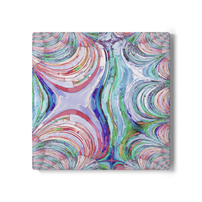 Uzi Spiral Pastels 4" x 4" Square Ceramic Coaster