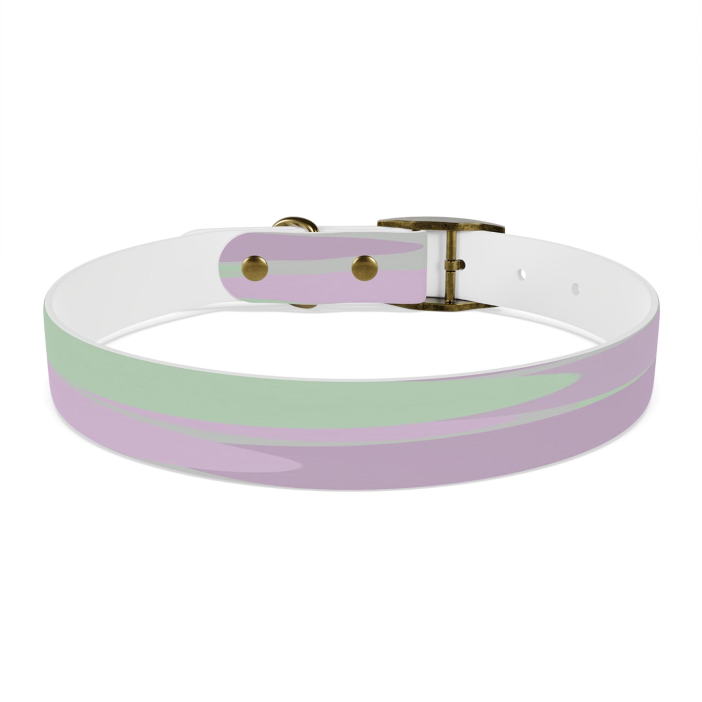 Pastel Lavender Purple and Soft Green Patches Large Dog Collar
