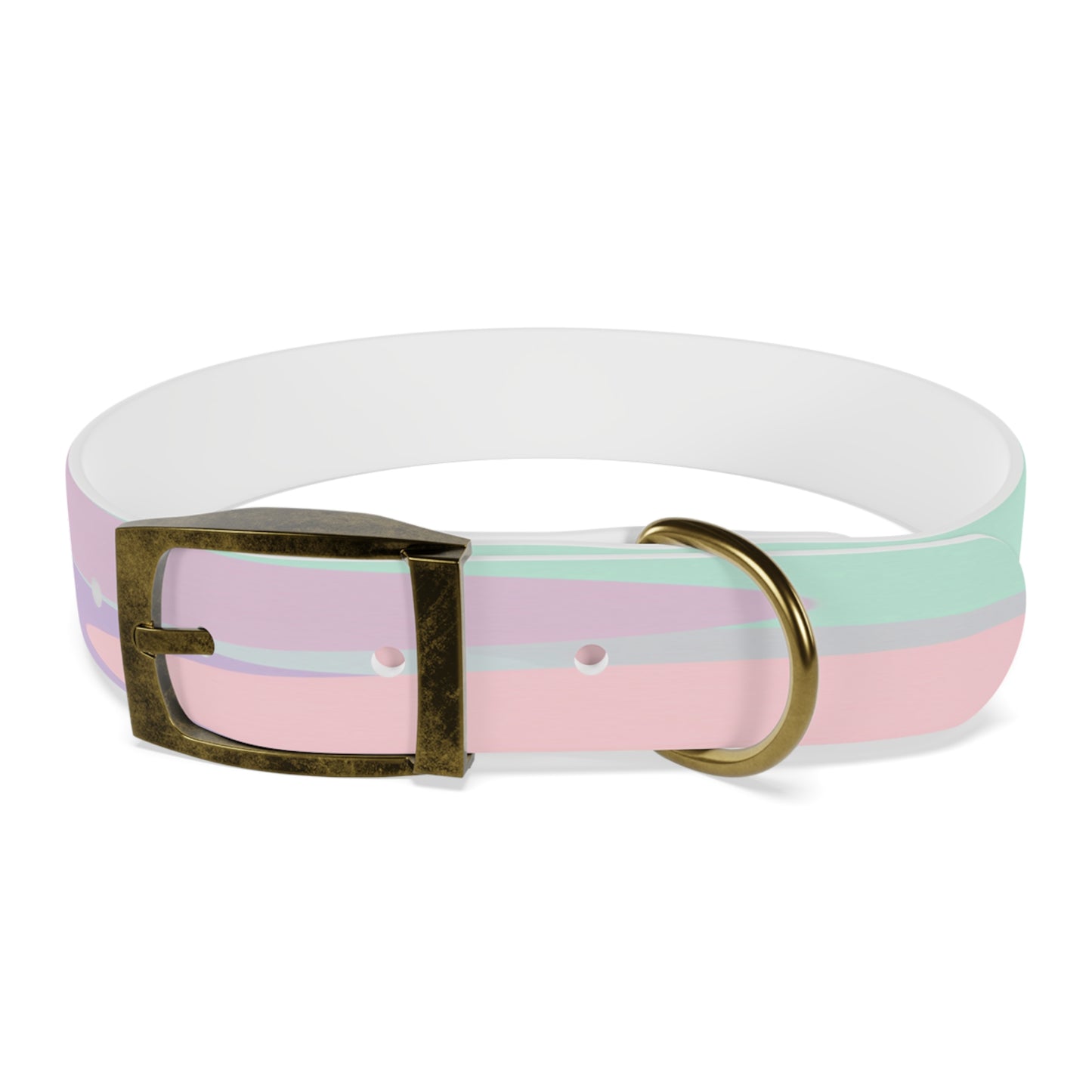 Pastel Peach and Soft Green Patches Medium Dog Collar