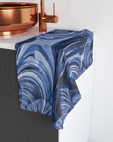 Uzi Spiral Deep Blue Hand Towel, 16" x 28"