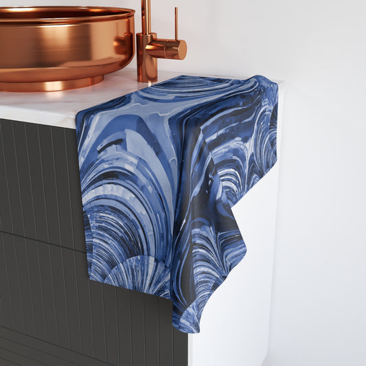 Uzi Spiral Deep Blue Hand Towel, 16" x 28"
