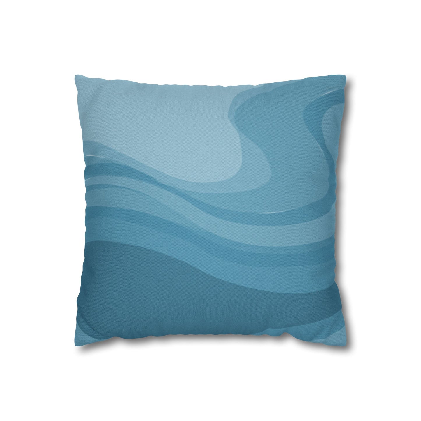 Sky Blue Wavey Spun Polyester Square Pillowcase, 14" x 14"