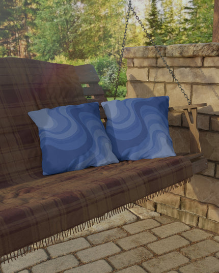 Deep Blue Wavey 16" x 16" Outdoor Pillow