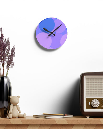 Pastel Purple Family Patches Acrylic Round Wall Clock, 8" x 8"