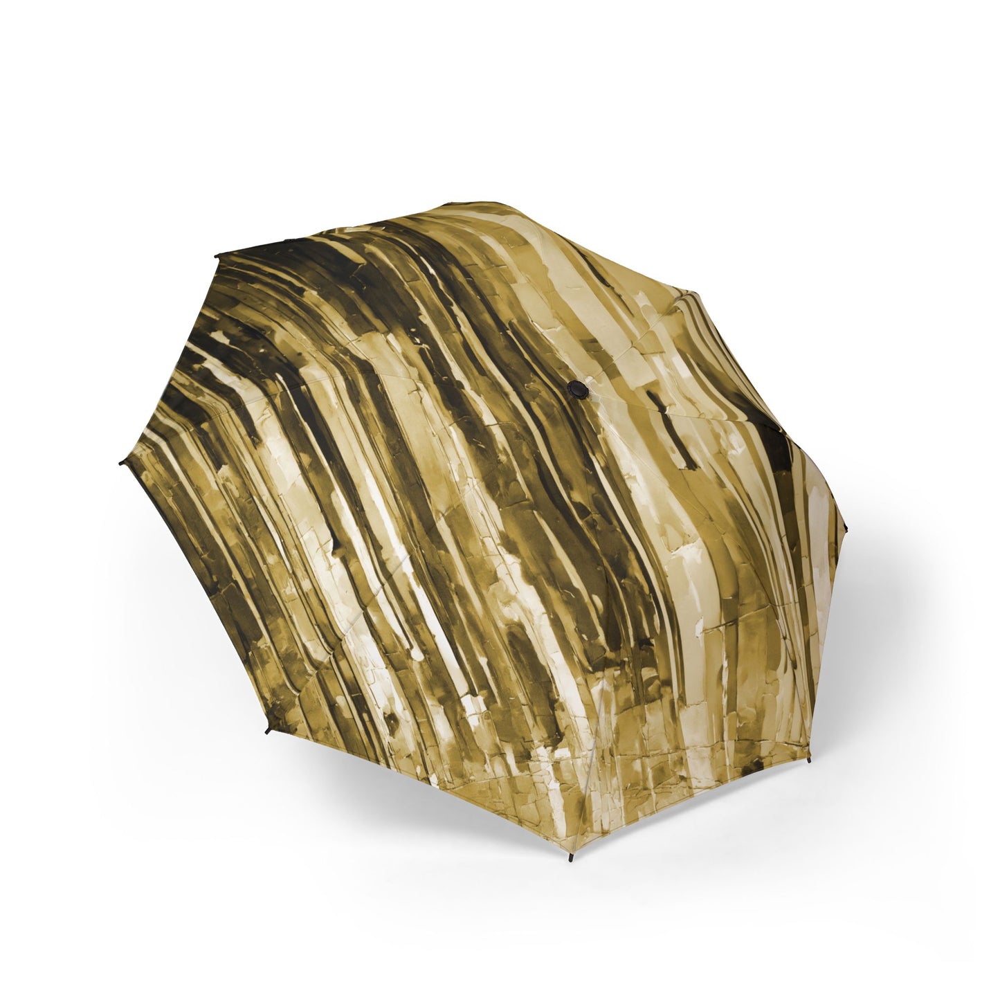 Striped Light Brown Foldable Umbrella - Compact & Chic
