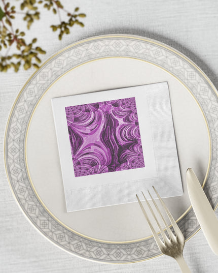 Uzi Spiral Powder Lavender Pastel White Coined Napkins, 4.8" x 4.8"