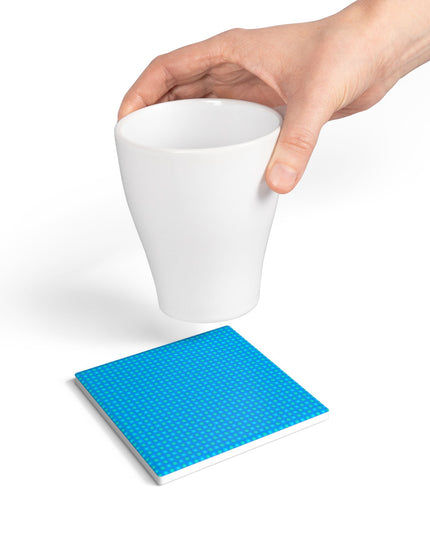 Blue Green Star-crossed Bodies Square Ceramic Coaster, 4" x 4"