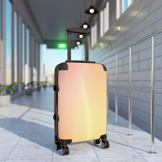 Hot Peach Fade Small Suitcase with built in lock, 4 double-wheels, telescopic handle, and ABS back hard-shell