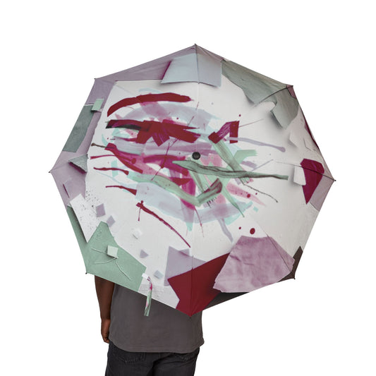 Deep Red Lavender Paper Paint Foldable Umbrella - Compact & Chic
