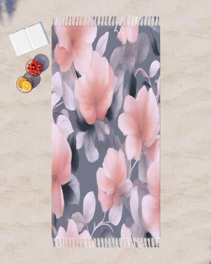 Peach and Blue Gray Floral Bunch 38" × 81" Boho Beach Cloth