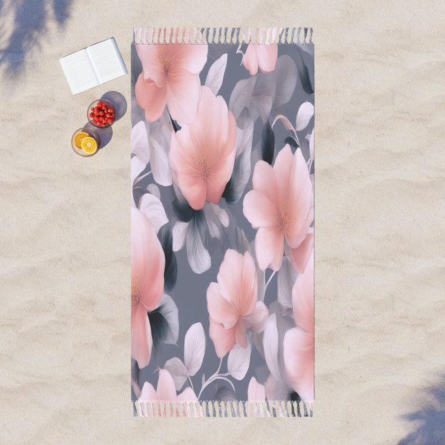Peach and Blue Gray Floral Bunch 38" × 81" Boho Beach Cloth