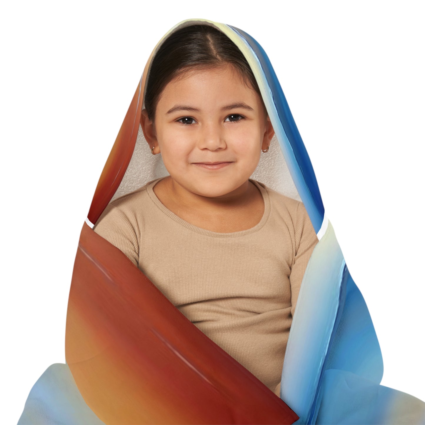 Blue Sea Red Orange Fog Youth Hooded Towel, 24" x 48"