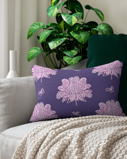 Magenta Floral Butterflies Spun Polyester Lumbar Pillow, 20" x 14"