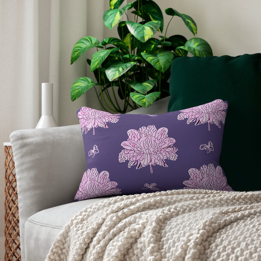 Magenta Floral Butterflies Spun Polyester Lumbar Pillow, 20" x 14"