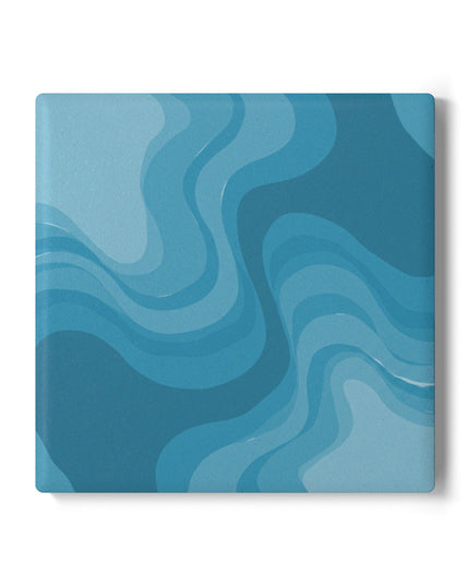 Sky Blue Wavey 4" x 4" Square Ceramic Coaster
