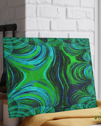 Uzi Spiral Blue Green 11" x 15" Glass Cutting Board