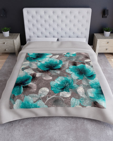 Tif Green Gray Floral Bunch Crushed Velvet Blanket, 50" x 60"