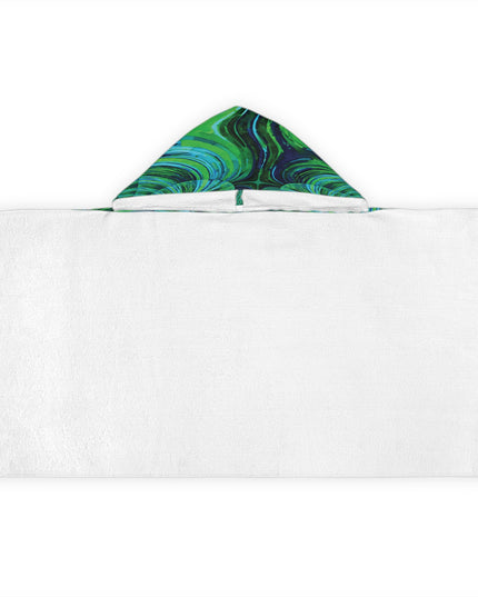 Uzi Spiral Blue Green Youth Hooded Towel, 24" x 48"